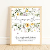 Romantische wilde bloemen veer Diaper-rolteken Poster