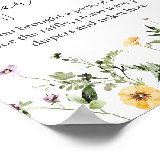 Romantische wilde bloemen veer Diaper-rolteken Poster (Hoek)
