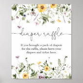 Romantische wilde bloemen veer Diaper-rolteken Poster (Voorkant)