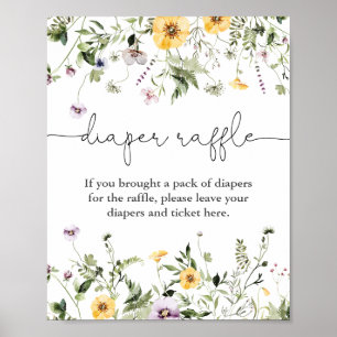 Romantische wilde bloemen veer Diaper-rolteken Poster