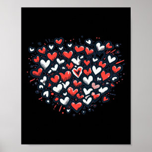 Romantische Wilde Rode Roze Harten Valentijnsdag L Poster