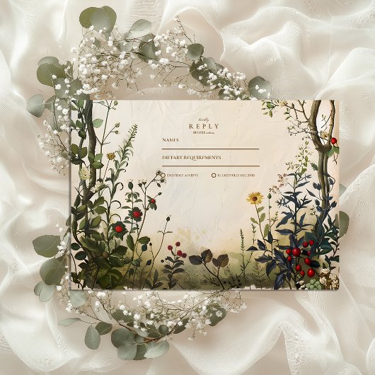 Romantische Wilde Tuin Bruiloft RSVP Kaartje