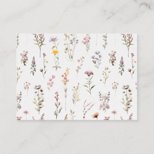 Romantische Wildflower Bloom Bloemen Bruiloft Deta Informatiekaartje (Achterkant)