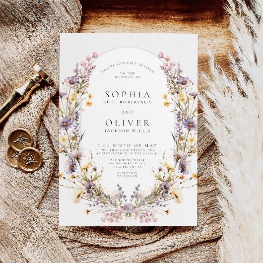 Romantische Wildflower Bloom Bloemen Bruiloft Kaart