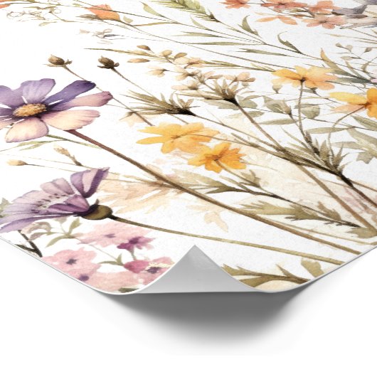 Romantische Wildflower Bloom Bloemen Trouwbord Poster (Hoek)