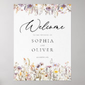 Romantische Wildflower Bloom Bloemen Trouwbord Poster (Voorkant)