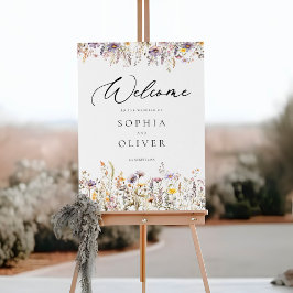 Romantische Wildflower Bloom Bloemen Trouwbord Poster