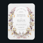 Romantische Wildflower Bloom Save the Date Magneet<br><div class="desc">Romantische Wildflower Bloom Save the Date Magnet Vier liefde in volle bloei met deze Romantische Wildflower Bloom Floral Wedding Suite. Dit moderne maar informeel ontwerp omvat de essentie van een eenvoudige, moderne bruiloft met zijn waterverf wildflower weidekrans. Perfect voor een lente- of zomeraffaire, de blush, lavendel en lila tinten in...</div>