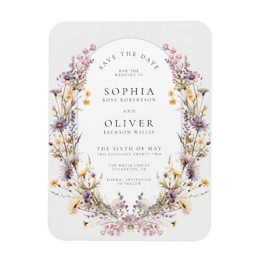 Romantische Wildflower Bloom Save the Date Magneet (Verticaal)