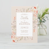 Romantische Wildflower Boho Roze Huwelijk Kaart (Staand voorkant)