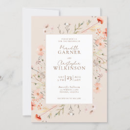 Romantische Wildflower Boho Roze Huwelijk Kaart