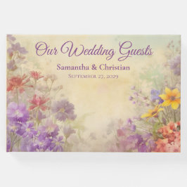 Romantische Wildflower bruiloft Gastenboek