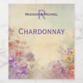 Romantische Wildflower bruiloft Wijn Etiket (Enkel label)