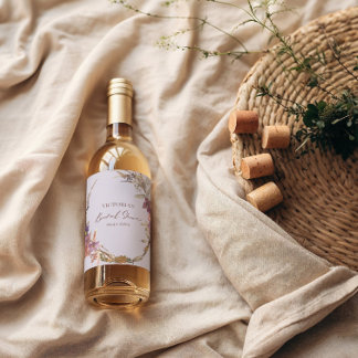 Romantische Wildflower Eten en Drinken Label Set Wijn Etiket