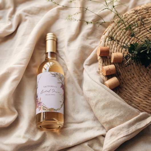 Romantische Wildflower Eten en Drinken Label Set Wijn Etiket