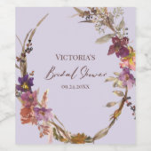 Romantische Wildflower Eten en Drinken Label Set Wijn Etiket (Enkel label)