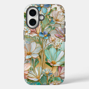 Romantische Wildflower Faux Glas in lood Telefoonh iPhone 16 Hoesje