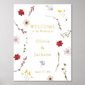 Romantische Wildflower Folie Bruiloft Welkomstbord Folie Afdrukken (Voorkant)