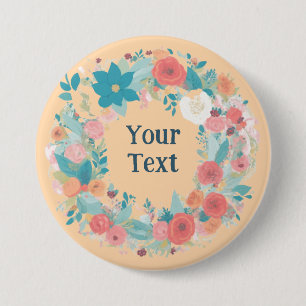 Romantische Wildflower krans revers versiering Ronde Button 7,6 Cm