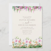 Romantische Wildflower Meadow met Acacia Bruiloft Kaart (Voorkant)