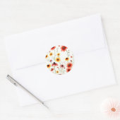 Romantische Wildflower met klaprozen en madeliefje Ronde Sticker (Envelop)