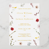 Romantische Wildflower Script bruiloft Folie Uitnodiging (Voorkant)