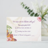 Romantische Wildflower Spring Wedding Response Kaa RSVP Kaartje (Staand voorkant)