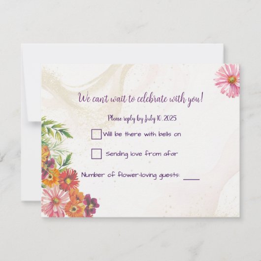 Romantische Wildflower Spring Wedding Response Kaa RSVP Kaartje (Voorkant)