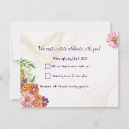 Romantische Wildflower Spring Wedding Response Kaa RSVP Kaartje