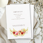Romantische Wildflower Waterverf Details Kaart<br><div class="desc">Deze lieve en stijlvolle trouwdetails kaart is voorzien van een prachtige waterverf boho wildflower bos,  met geel,  roos en perzik bloemen en trendy kalligrafie. Bekijk de volledige "Rustic Yellow Wildflower Wedding Suite" hieronder.</div>