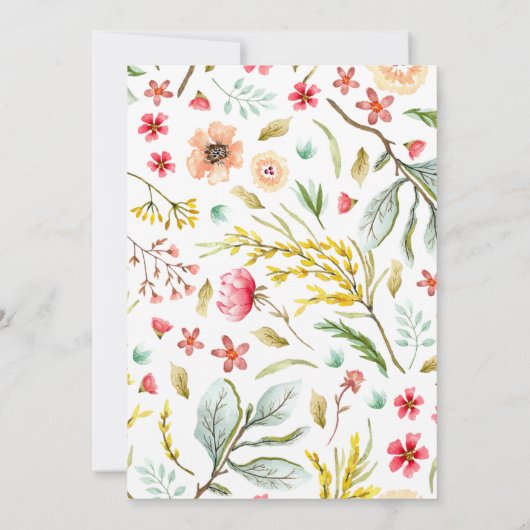 Romantische Wildflower Waterverf Krans Bruiloft Kaart (Achterkant)