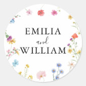 Romantische Wildflower Wedding Envelope Seals Ronde Sticker (Voorkant)