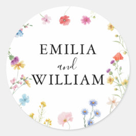 Romantische Wildflower Wedding Envelope Seals Ronde Sticker