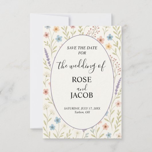Romantische Wildflower Wedding Save the Date (Voorkant)