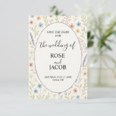 Romantische Wildflower Wedding Save the Date (Staand voorkant)