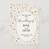 Romantische Wildflower Wedding Save the Date (Voorkant / Achterkant)