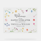 Romantische Wildflower Wedding Welkom Frosted Acryl Bord (Voorkant)