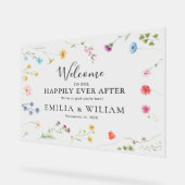 Romantische Wildflower Wedding Welkom Frosted Acryl Bord (Hoek)