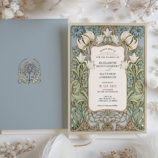 Romantische William Morris bruiloft uitnodiging