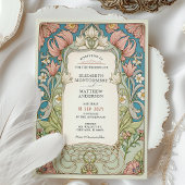Romantische William Morris bruiloft uitnodiging
