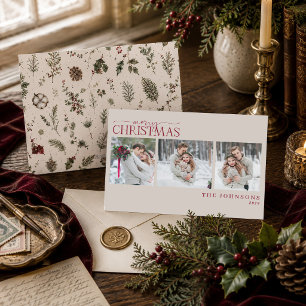 Romantische Winter Botanische Net Getrouwde Kerst  Feestdagenkaart