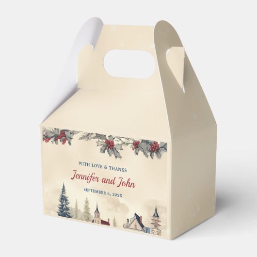 Romantische winter bruiloft bedankdoosjes (Voorkant Zijde)