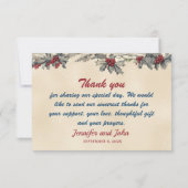 Romantische winter bruiloft bedankkaart (Achterkant)