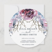 Romantische winter bruiloft bloemenuitnodiging kaart (Voorkant)