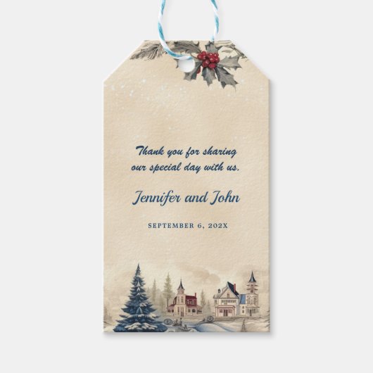 Romantische winter bruiloft cadeaulabel (Voorkant)