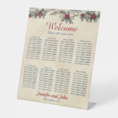 Romantische Winter Bruiloft Gasten Zitkaart Reclamebord Met Voetstuk (Voorkant)