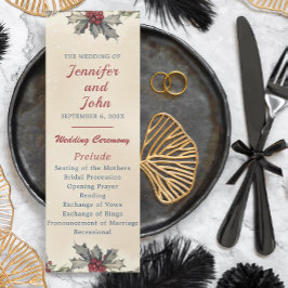 Romantische winter bruiloft programmakaart