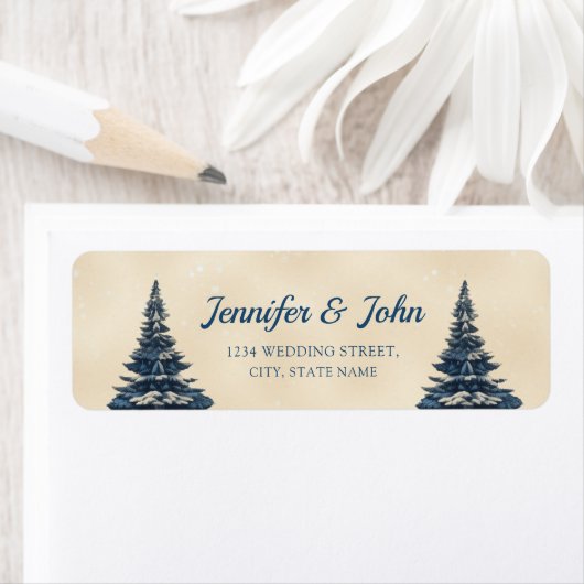 Romantische Winter Bruiloft Retouradres Etiket (Insitu)