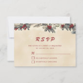 Romantische winter bruiloft RSVP kaartje (Achterkant)