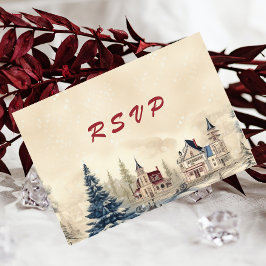 Romantische winter bruiloft RSVP kaartje
